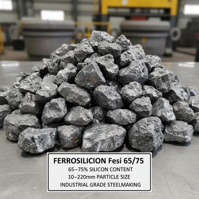 Ferrosilicio FeSi 65/75 Liga de ferro de silício com teor de silício de 65­75% e tamanho de partícula de 10­220 mm para a siderurgia industrial