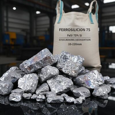 Ferrosilicio industrial 75 (FeSi 75) Ligação com 75% de silício para desoxidação na siderurgia em tamanhos de 10 ∼ 220 mm